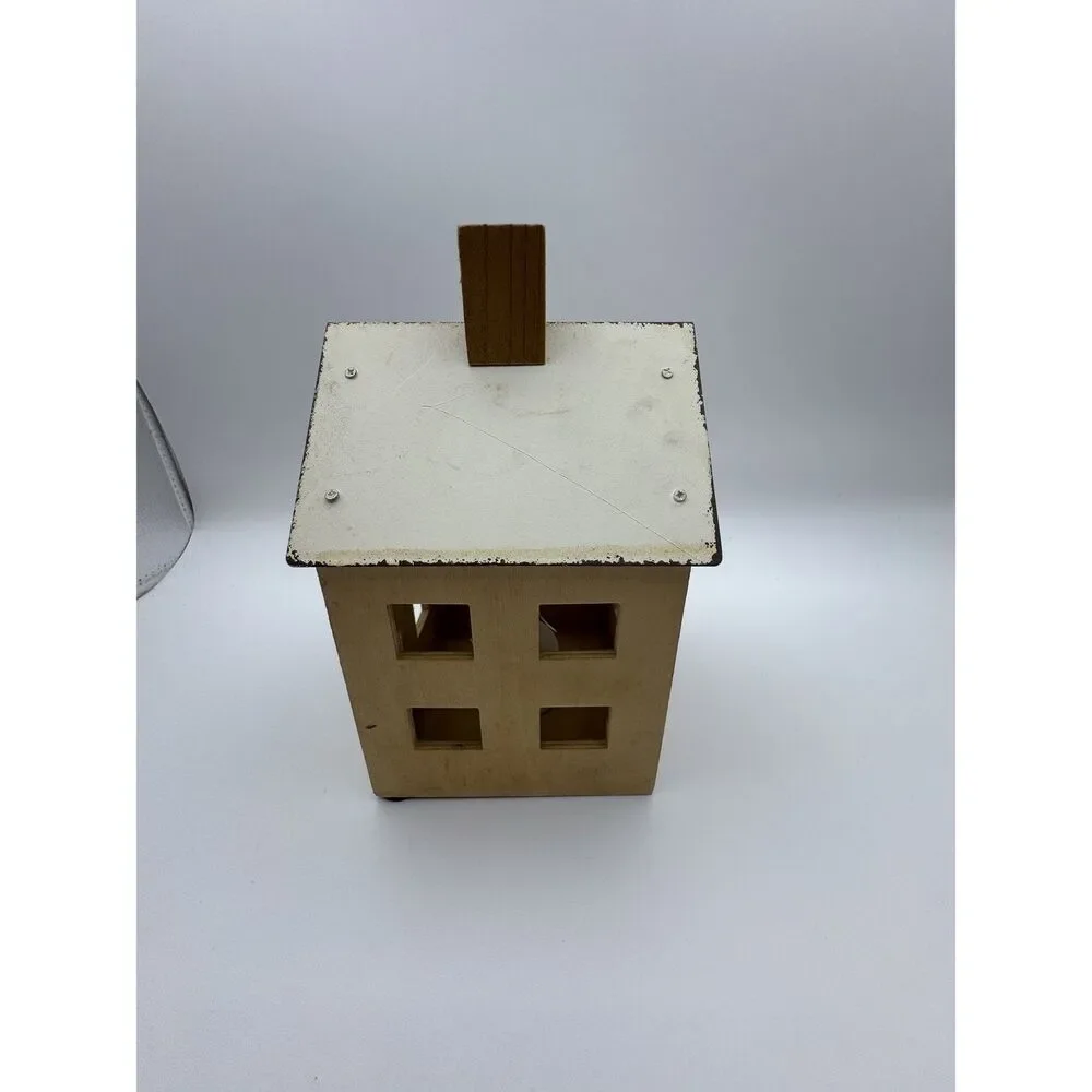 Rustic Wooden House Tea Light Holder LED Farmhouse Decor 6.5